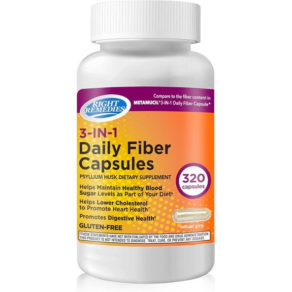 3-in-1 Daily Fiber Capsules Psyllium Husk 500mg 320 Capsules