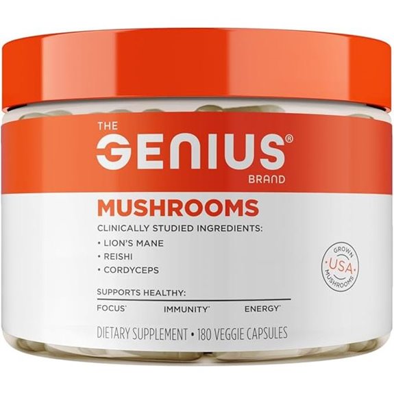 Genius Mushroom Supplement: Lion’s Mane Cordyceps Reishi 180 Capsules