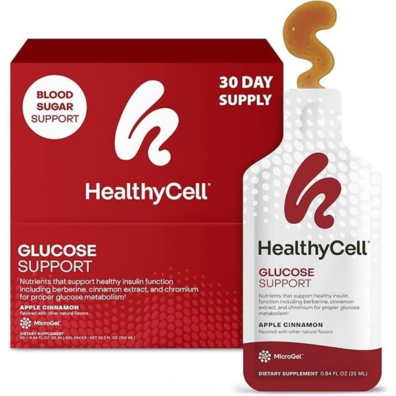 HealthyCell Glucose Support: Berberine Cinnamon & Chromium Gel Packs