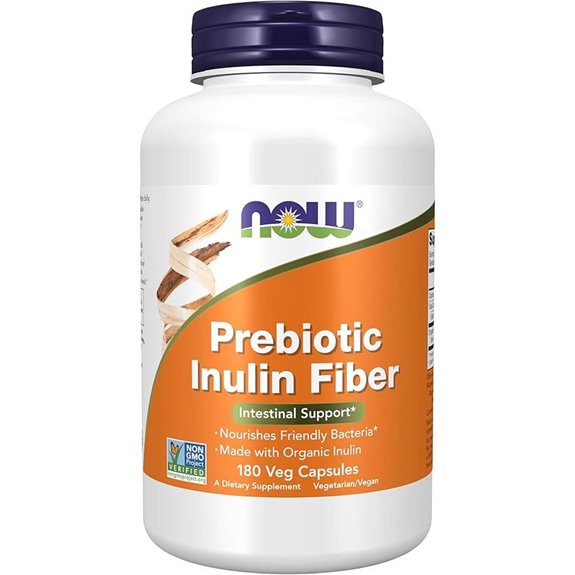 Now Foods Prebiotic Inulin Fiber Supplements (180 Veg Capsules)