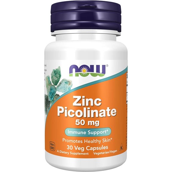 Now Foods Zinc Picolinate 50 mg Immune Support 30 Veg Capsules