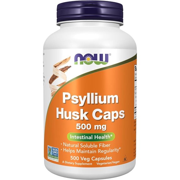 NOW Psyllium Husk Caps 500 mg Non-GMO 500 Veg Capsules