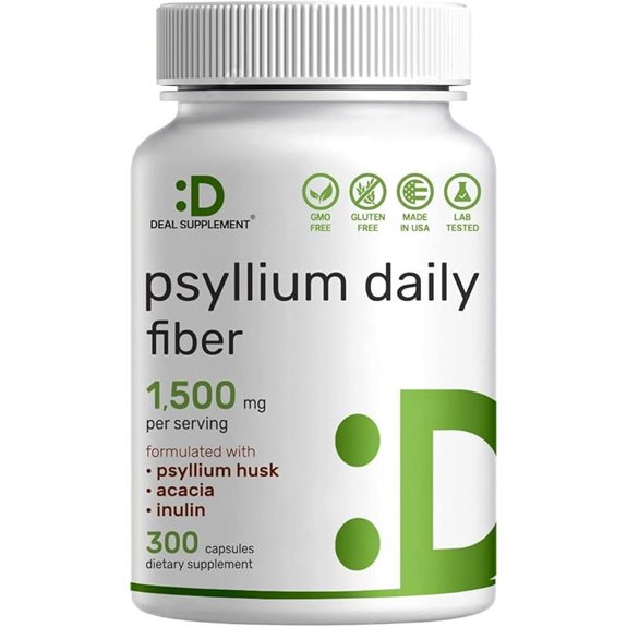 Psyllium Husk 1500mg Fiber Supplement – 3-in-1