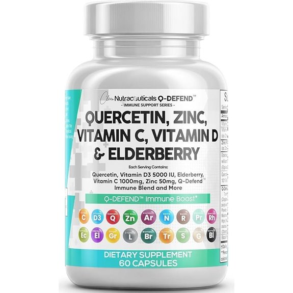 Quercetin Zinc Vitamin C D Bromelain Elderberry Immune Support