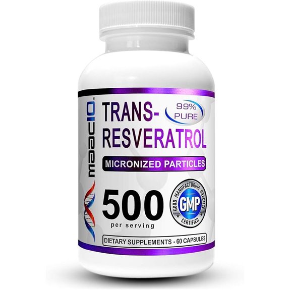 Trans Resveratrol 500mg + BioPerine Supplement 60ct